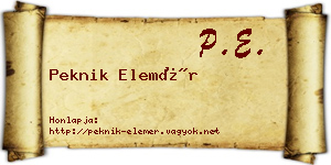 Peknik Elemér névjegykártya
